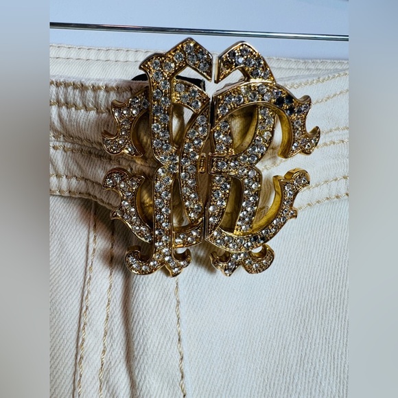 Vintage  Roberto Cavalli white Jeans with signature belt 44 - Picture 5 of 10